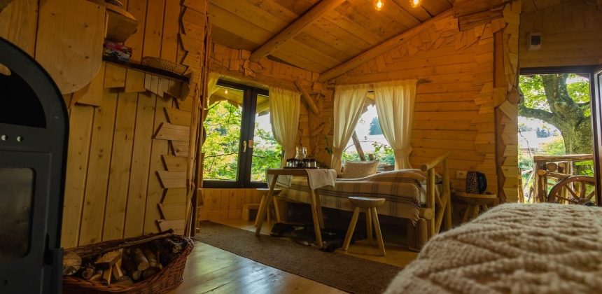 EXPERIENȚĂ ROMANTICĂ ÎNTR-O CĂSUȚĂ DIN COPAC